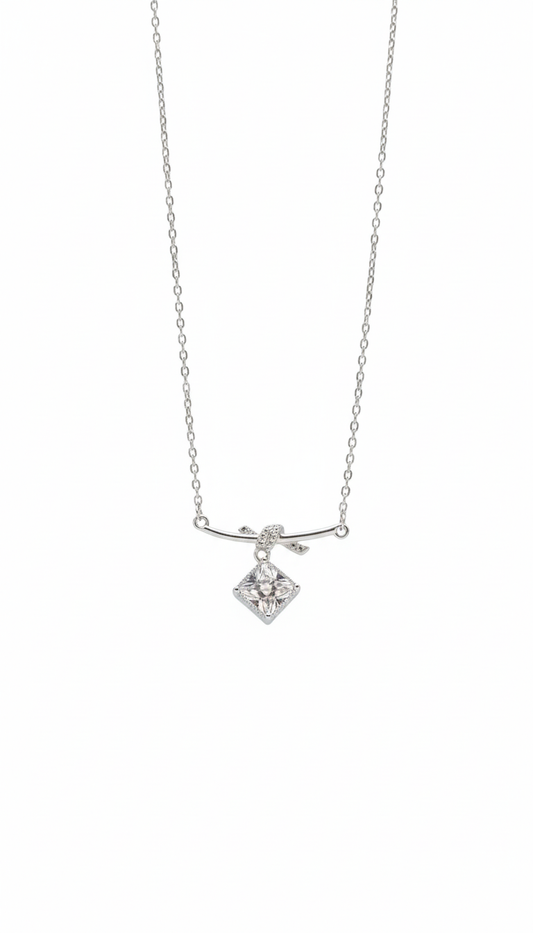 Colar Elegance Laço com Pedra Quadrada